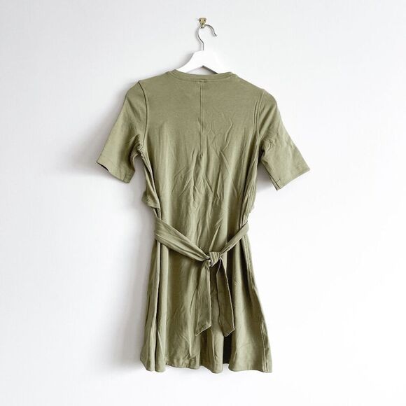 Lululemon Athletica Womens Cotton Wrap Front 3/4 Sleeve T Shirt Dress Green 2 - Picture 2 of 5